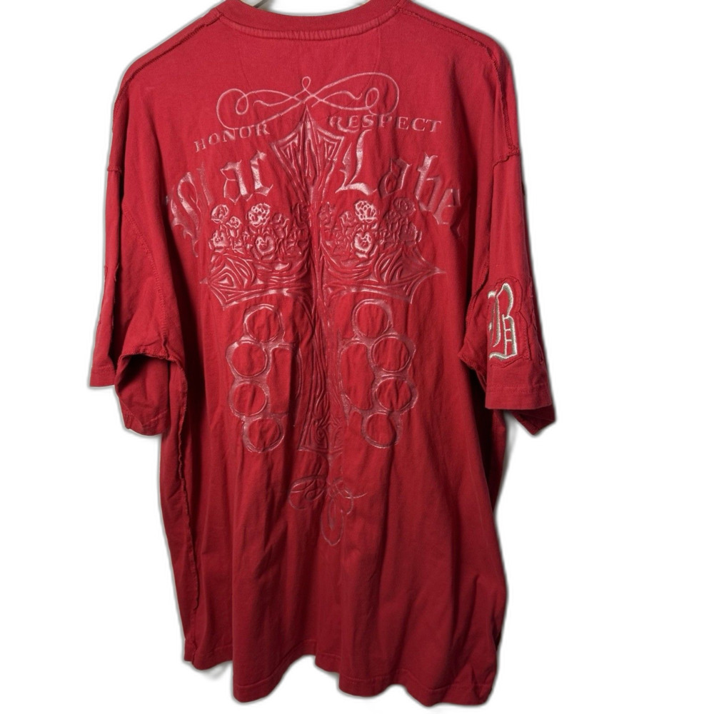 Vintage Graphic Design Blac Label Honor Respect Brass Knuckles T-Shirt Red 4XL
